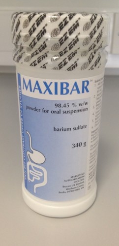 The barium sulfate solution we use for barium swallows at SVUH.