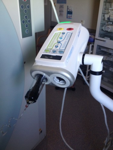The automated pump used for CT contrast injection. 