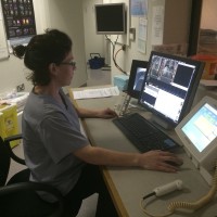 Radiographer Adrienne Heffernan running the MRI scanner.